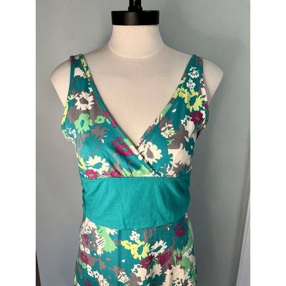 Patagonia® Worn Wear W's Margot Teal Green Floral Stretch Knit Dress SZ MED - Picture 4 of 9